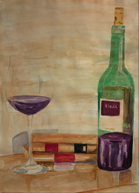 D120: Botella y copa de vino (2016)
